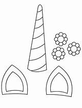 Unicorn Horn Ears Flowers Printable Coloring Template Pages Templates Birthday Drawing Station Diy Printables Kids Cuerno Para Horns Visit Crafts sketch template