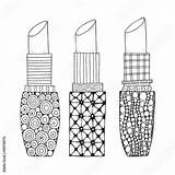 Lipstick Zentangle Pomade Coloring Adult Book Set Style Vector Illustrations Patterns Girl Search Comp Contents Similar sketch template