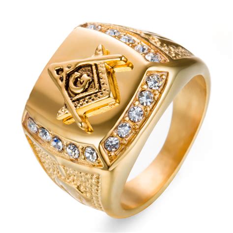 wholesale rings type stainless steel man ring diamond gold masonic ring