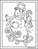 Coloring Christmas Snowman Pages Printable Sheet Kids Merry Hat Colorwithfuzzy Cute Scarf Cane Candy Sheets Getdrawings Simple sketch template