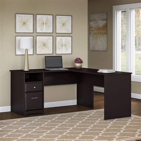 Bush Furniture Cabot 60w L Shaped Computer Desk With Drawers In