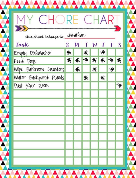 printable charts  checklists