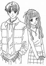 Anime Coloring Pages Couple Kids sketch template