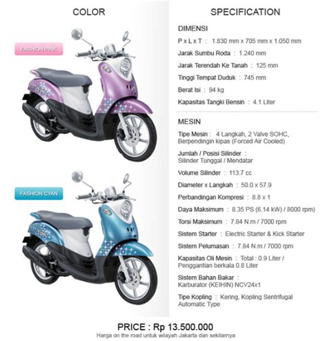 Prices And Specifications Yamaha Mio Fino Edy Oto Speed