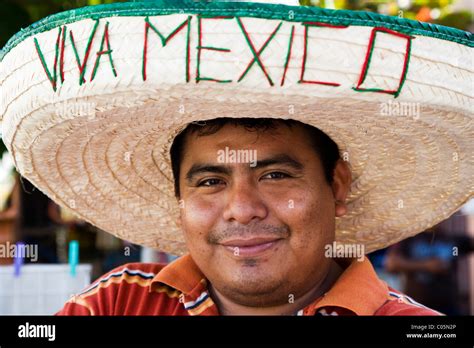 portrait  mexican man  yucatan wearing  sombrero  viva