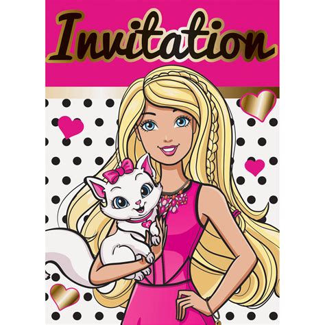 barbie invitations 8ct