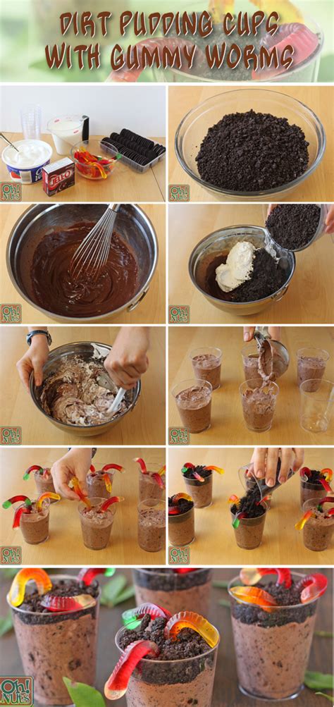 dirt pudding cups  gummy worms recipe  nuts blog