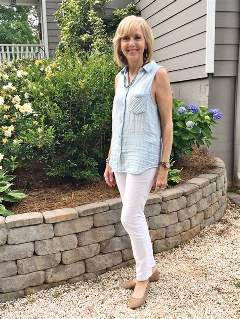 Fashion Over 50 Blue Summer Top White Jeans Southern