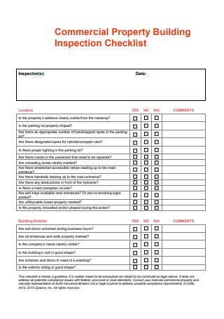 sample property inspection checklist   ms word