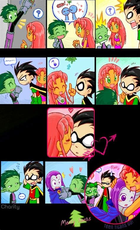 teen titans go robin and starfire kiss xmas raexbb starfire and reaven others pinterest