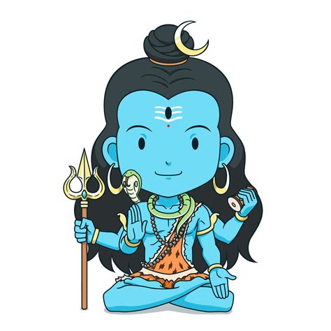 cartoon character  lord shiva sitting  lotus pose maha shivaratri