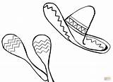 Coloring Pages Sombrero Mexican Hat Maracas Mexico Printable Color Drawing Chili Food Culture Clipart Cinco Mayo Vector Getdrawings Getcolorings Santa sketch template