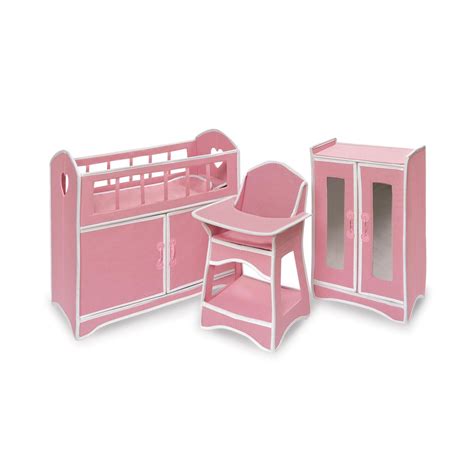 badger basket folding doll furniture set  storage crib high chair
