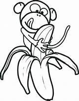 Banana Coloring Pages Monkey Fruit Kids sketch template