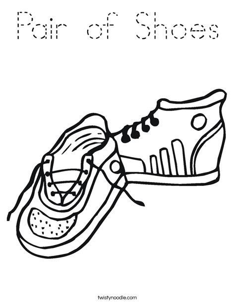 pair  shoes coloring page tracing twisty noodle