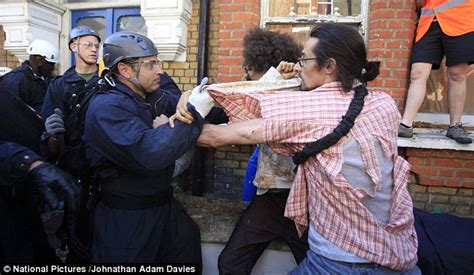 brixton squatters clash with police on rushcroft road daily mail online