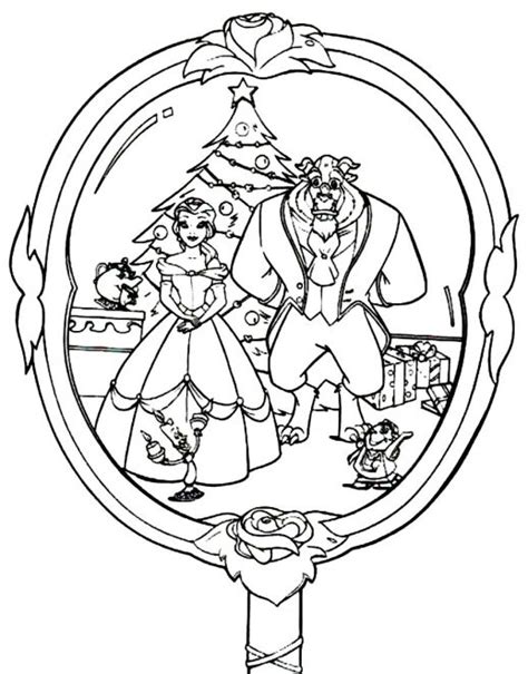 beauty   beast christmas coloring pages  getcoloringscom