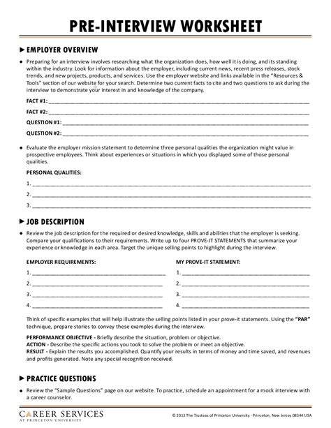 interview worksheet examples   examples