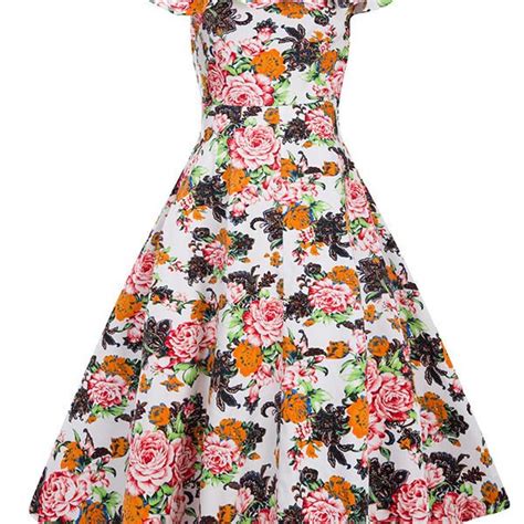 casual floral skater dress with sleeveless and boat neck design