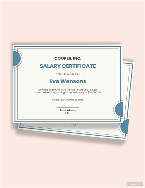 employment salary certificate template word templatenet