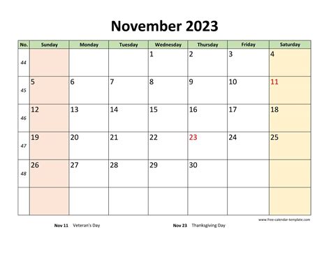 november  calendar printable  coloring  weekend horizontal