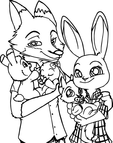 fox family coloring page