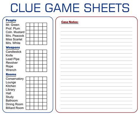 clue score sheet printable