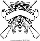 Rifles Crossed sketch template