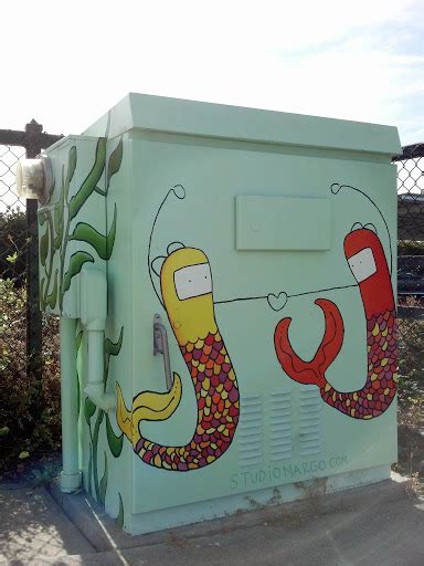 mermaid robot love utility box portal  ocean breeze mobile home park california united states