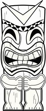 Tiki Coloring Pages Totem Pole Mask Template Printable Drawing Survivor Hawaiian Vector Luau Masks Tikki Clip Poles Party Templates Clipart sketch template