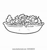 Salad Cartoon Bowl Coloring Freehand Drawn Sketch Vector Shutterstock Template Pages sketch template