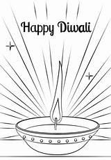 Diwali Diya Coloring Pages Happy Printable Template Drawing Sketch Designs Categories Crafts Supercoloring sketch template