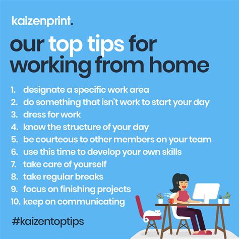 kaizen tips  working  home kaizen print inspire support