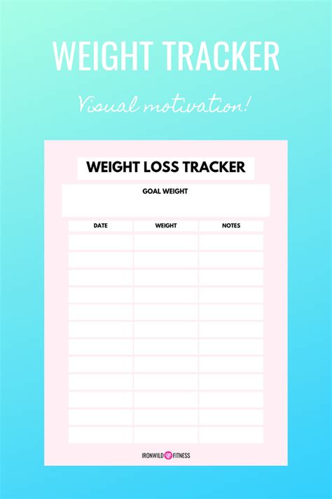 printable weekly weight loss tracker ironwild fitness