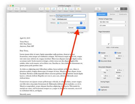export   pages  mac mywebver