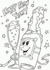 Coloring Bottle Champagne Adult Pages Years Happy Kids Adults Eve sketch template