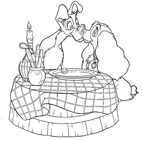 lady   tramp coloring pages  coloring pages  kids