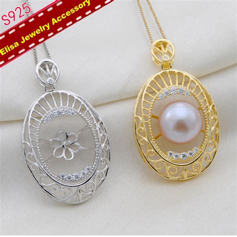 waterdrop shape pearl pendant holder  sterling silver pendant fittings women diy jewelry
