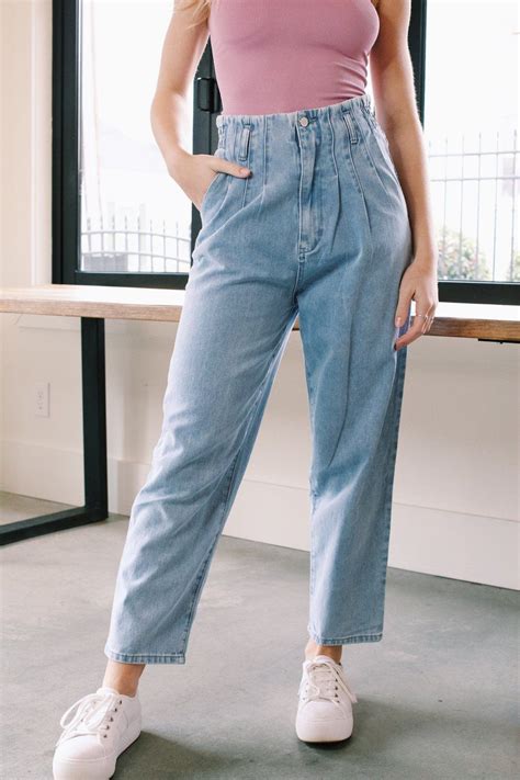 amelie high waisted paper bag jeans light denim north main clothing company   paper