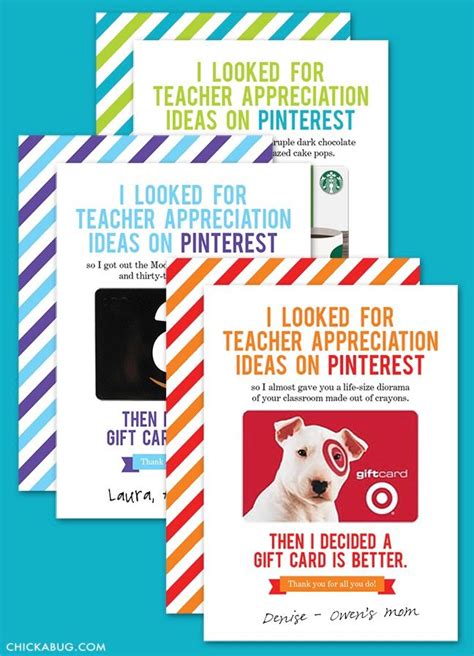 printable gift card holders  teachers cool mom picks