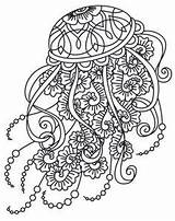 Jellyfish Colouring Drifting Jelly Zentangle Paisley Poisson Underwater Quallen Qualle Piping Colorier Ausmalen Zen Coloringpagesfortoddlers sketch template