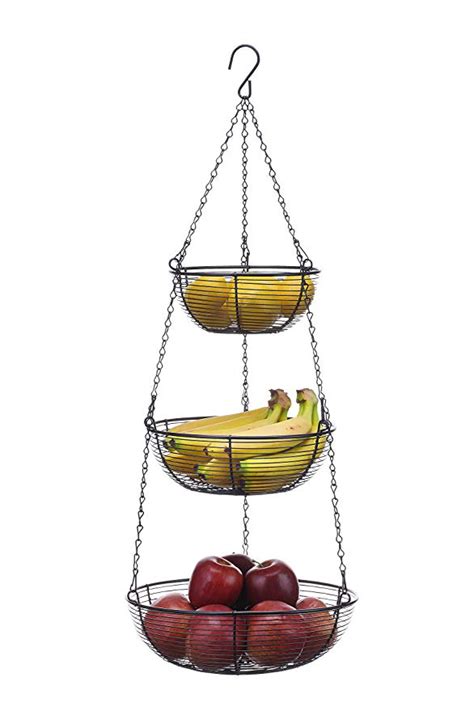 amazoncom sunnypoint  tier hanging fruit basket black coating hanging fruit baskets