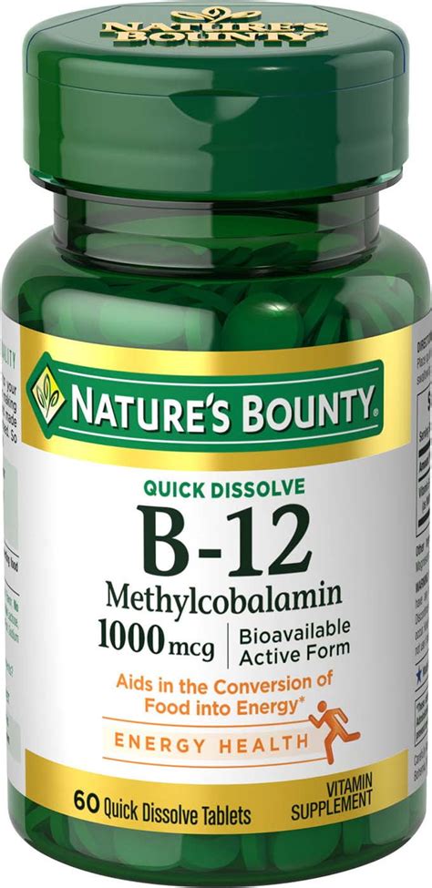 Natures Bounty Vitamin B12 Methylcobalamin Tablets 1000 Mcg 60 Ct