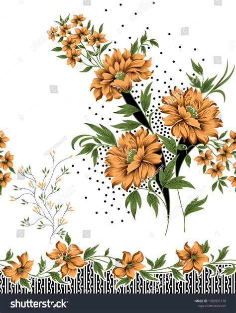Ilustrações Stock Imagens E Vetores De Seamless Textile Floral Border