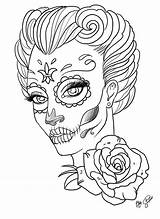 Coloring Skull Pages Sugar Adults Skulls Adult Tattoo Girl Book Detailed Color Printable Drawing Print Female Woman Books Halloween Candy sketch template