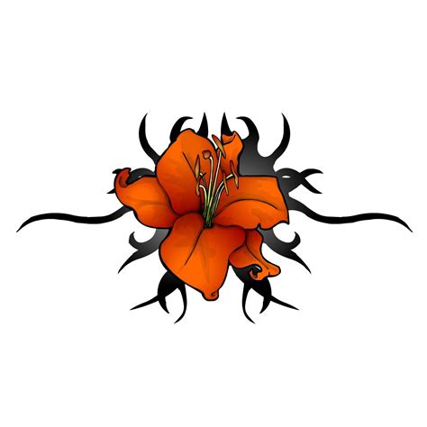 Tattoo Flower Designs Lily Flowers Tribal Orange Red And