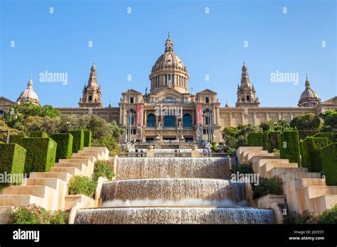 barcelona catalunya spain barcelona skyline barcelona city   magic fountains  mont juic