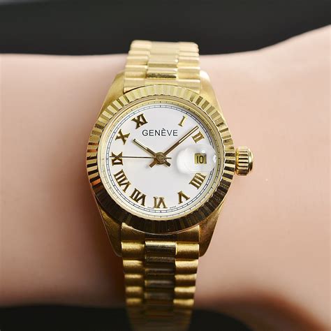 solid  yellow gold geneve automatic womens  mm  ounces tw property room