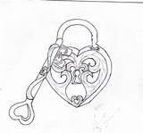 Heart Lock Drawing Coloring Pages Key Template sketch template
