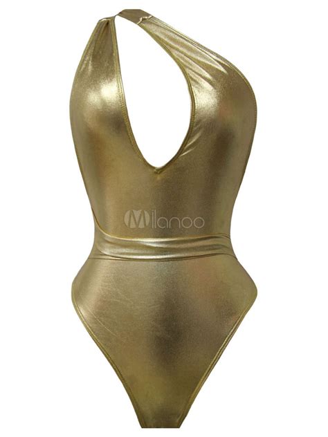 gold sexy swimsuit one piece metallic multiway beach bathing suit for